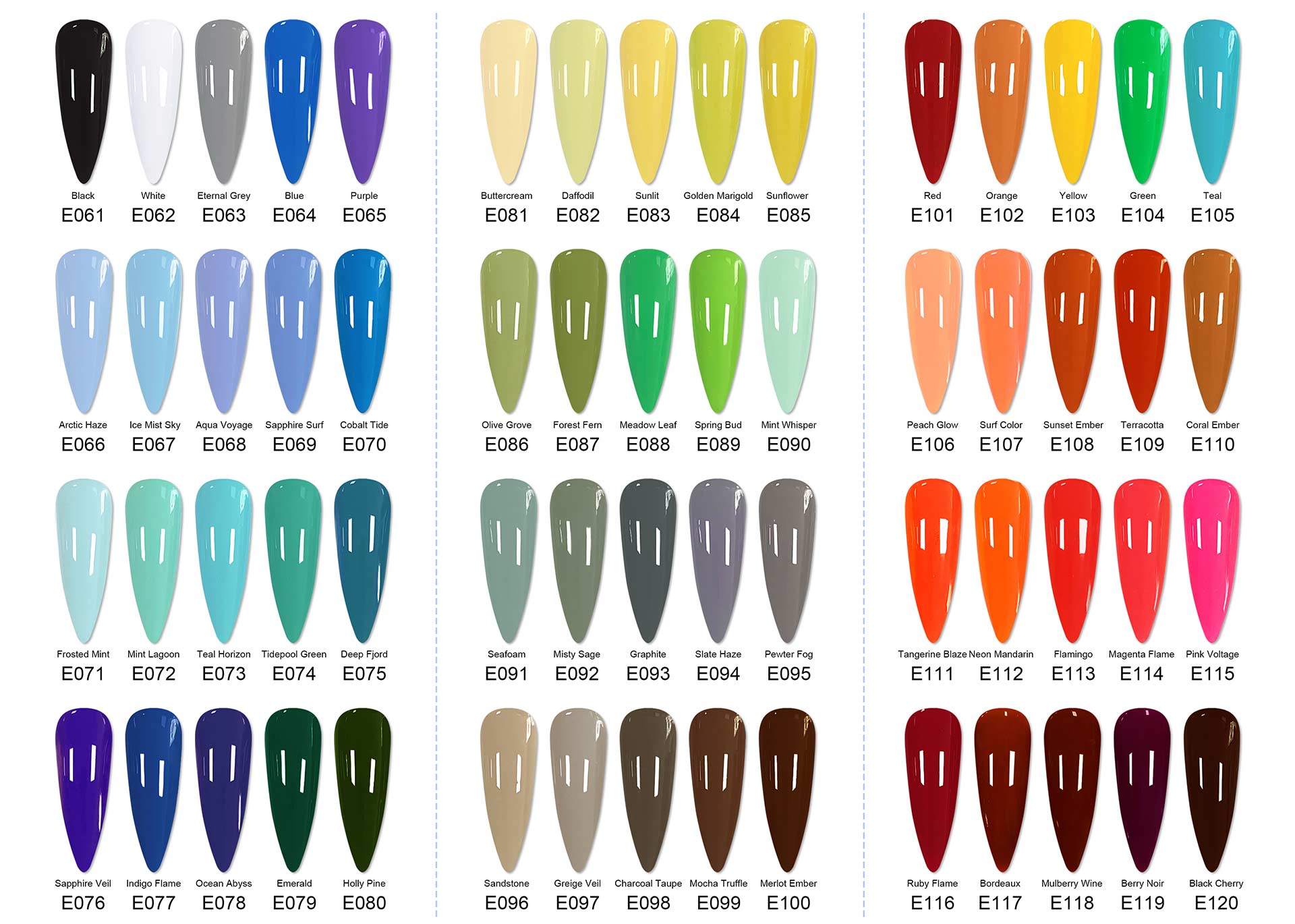 120 color hema free & tpo free gel polish color(61-120) | TENTEU