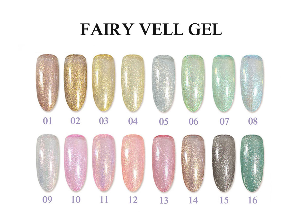 Cartella colori professionale per gel glitter: HEMA-FREE TPO-FREE FAIRY VEIL GEL