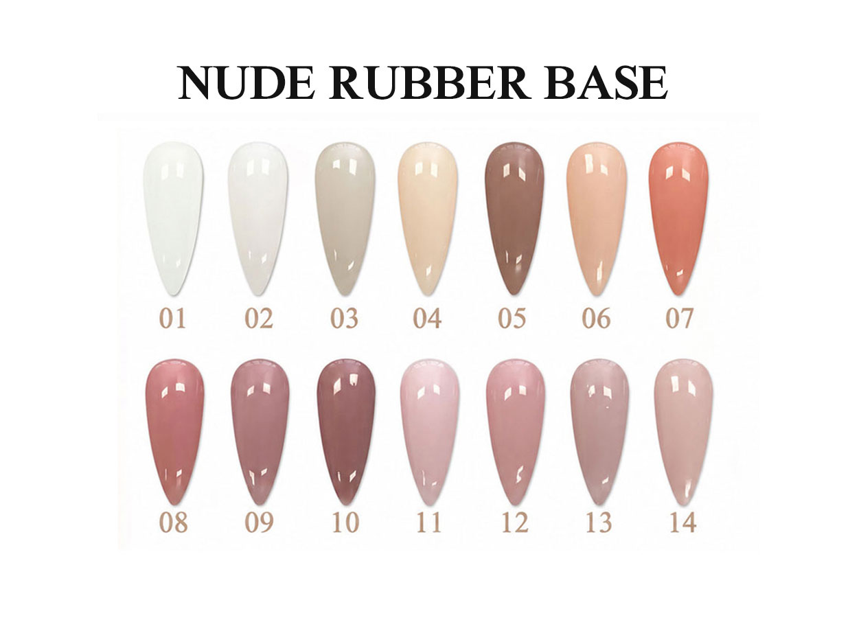 Nuancier professionnel de rubber base gel: HEMA-FREE TPO-FREE NUDE RUBBER BASE – 21 COLORS
