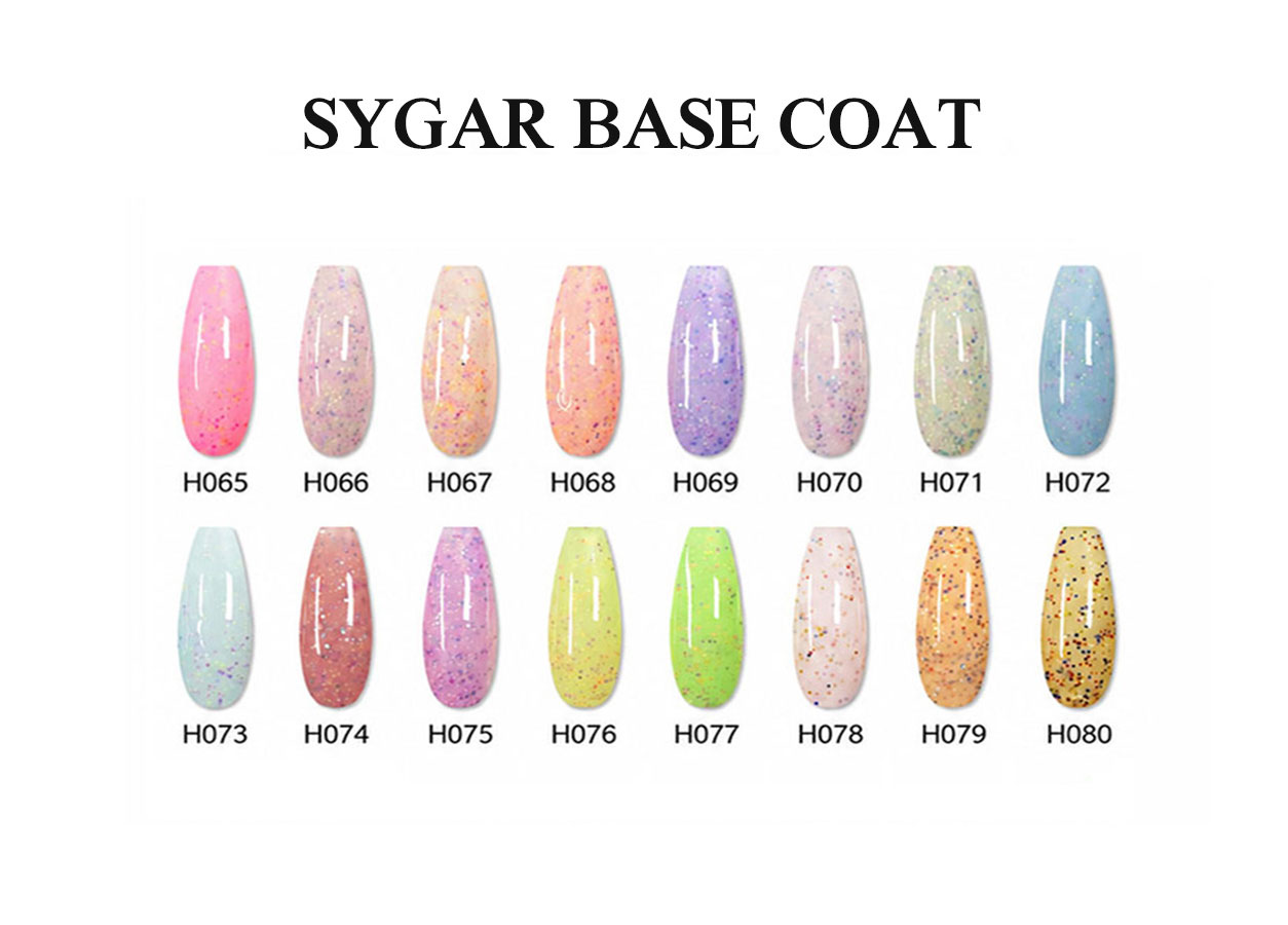 Nuancier professionnel de rubber base gel: SUGAR BASE COAT 1–16