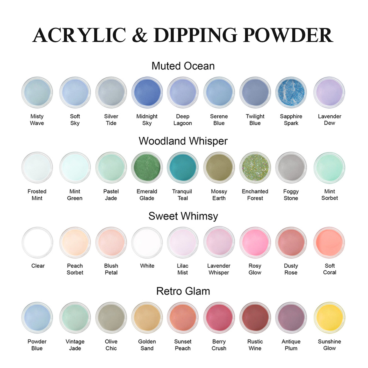 Professional nail powder color chart: ACRYLIC & DIPPING POWDER COLLECTION 3