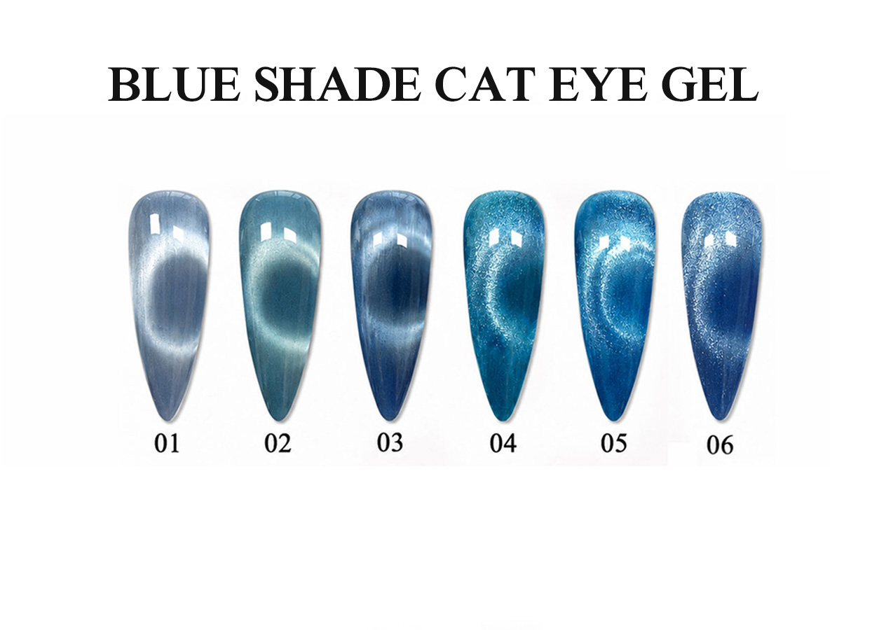 Professional cat eye gel color chart: BLUE SHADE CAT EYE GEL – 9 COLORS