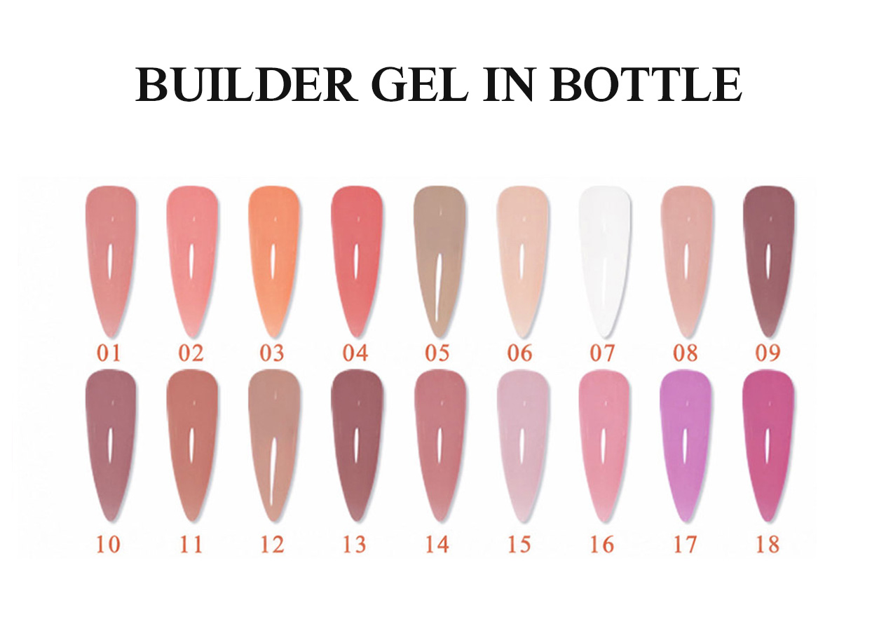 Professional builder gel color chart: BUILDER GEL IN BOTTLE – 27 COLORS