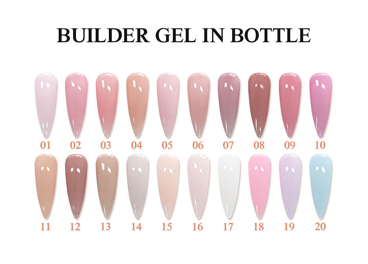 Professional builder gel color chart: BUILDER GEL IN BOTTLE – 29 COLORS