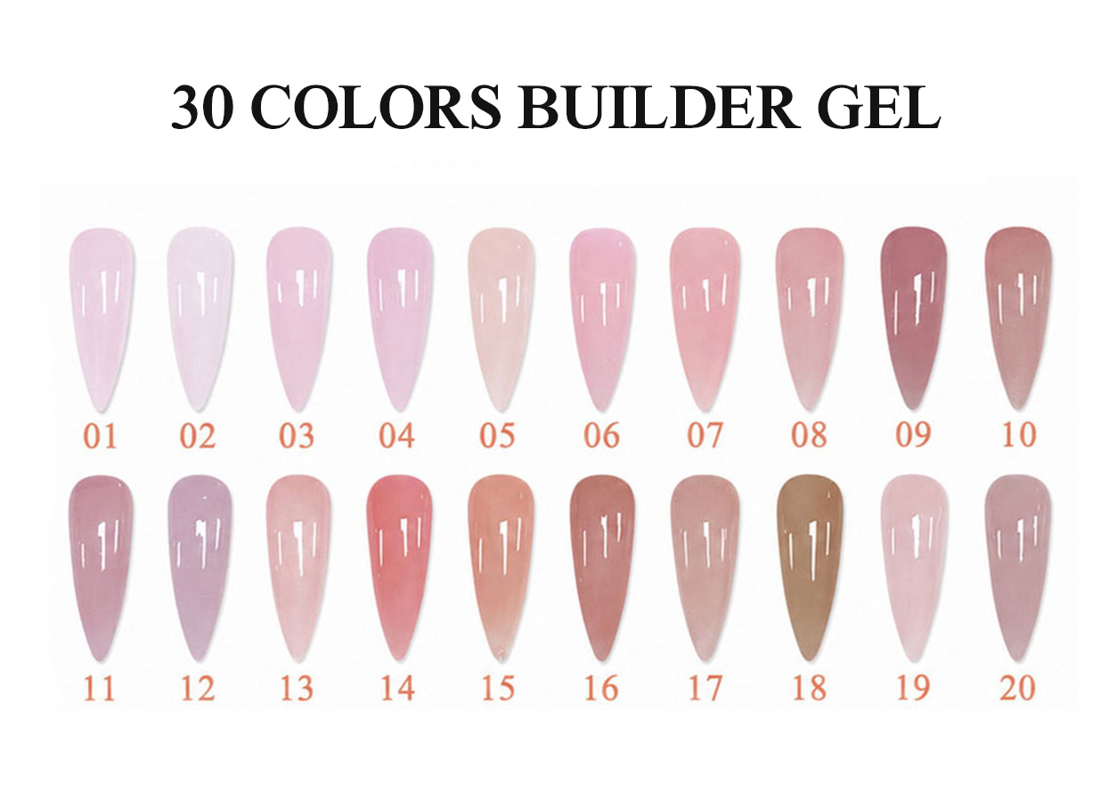 Professional builder gel color chart: BUILDER GEL – 30 COLORS