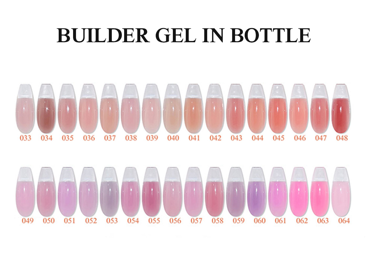Professional builder gel color chart: BUILDER GEL IN BOTTLE 33–64
