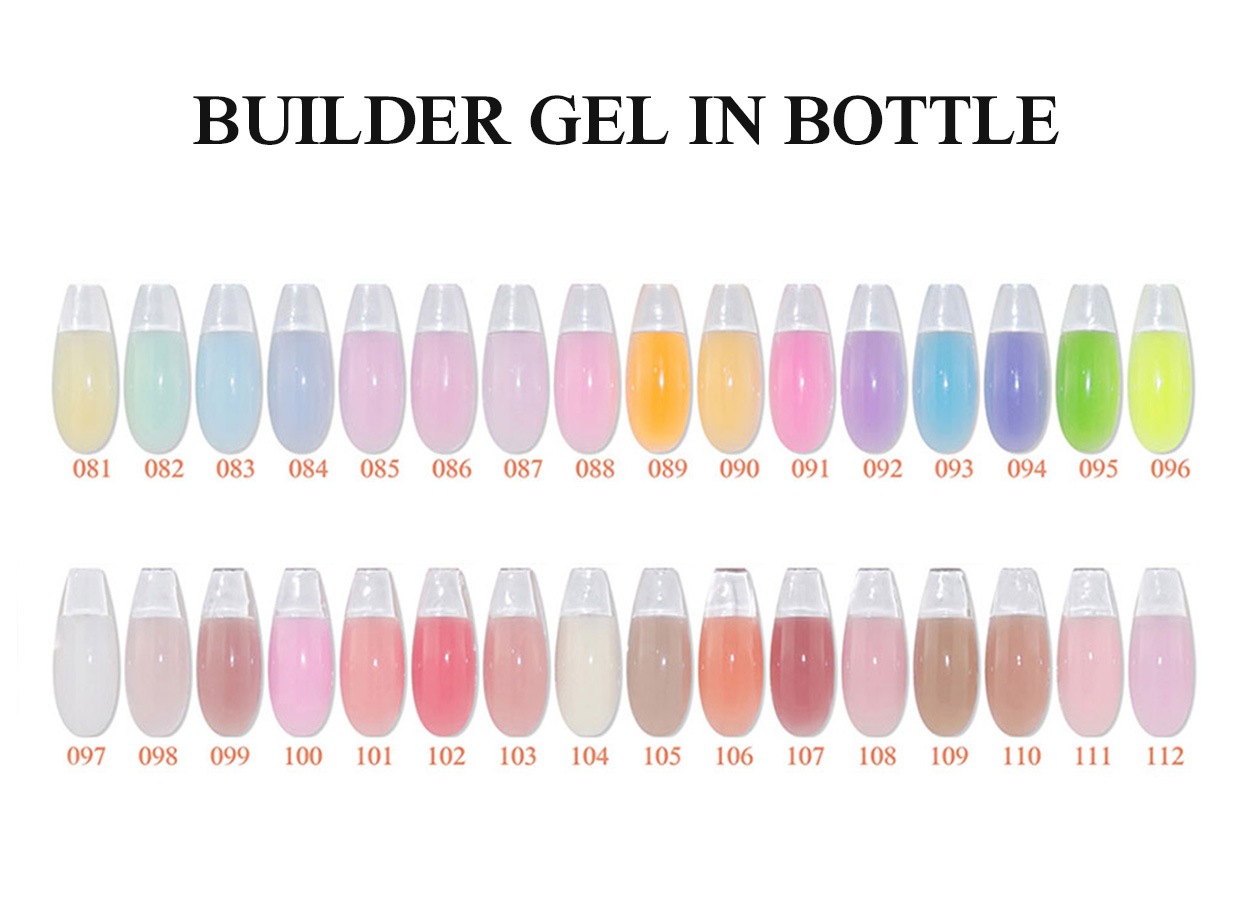 Professional builder gel color chart: BUILDER GEL IN BOTTLE 81–112