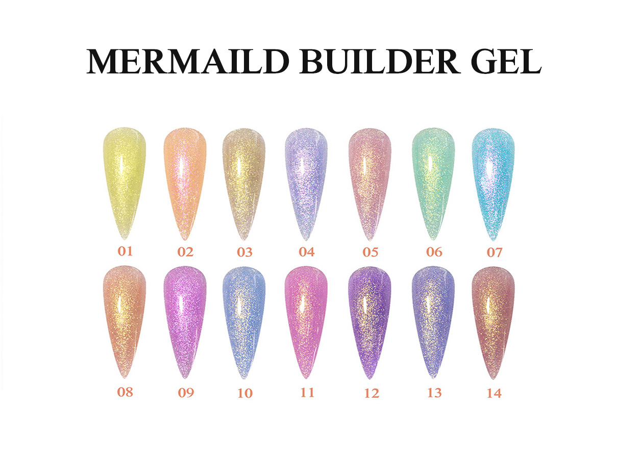 Professional builder gel color chart: MERMAID BUILDER GEL