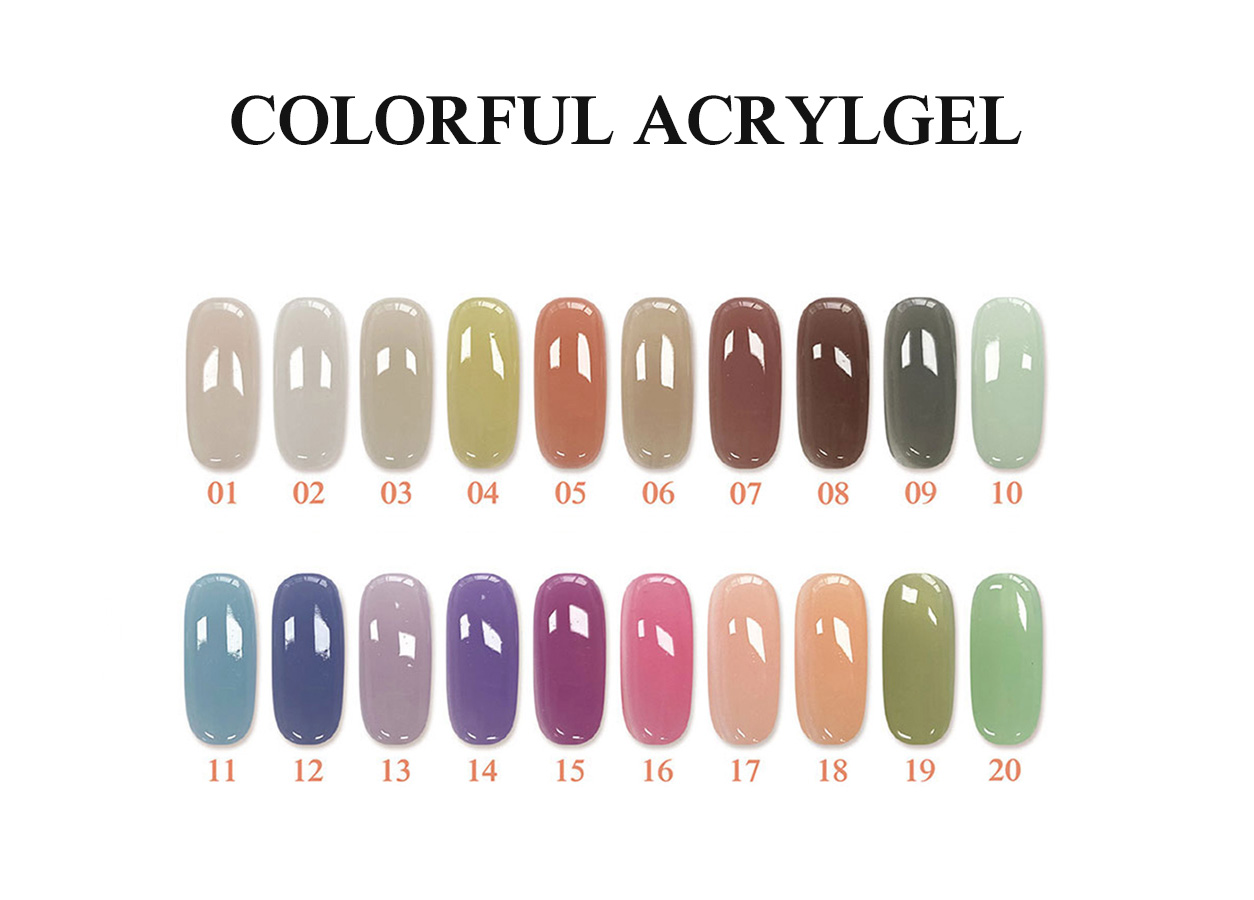 Professional poly gel color chart: COLORFUL ACRYGEL – 30 COLORS