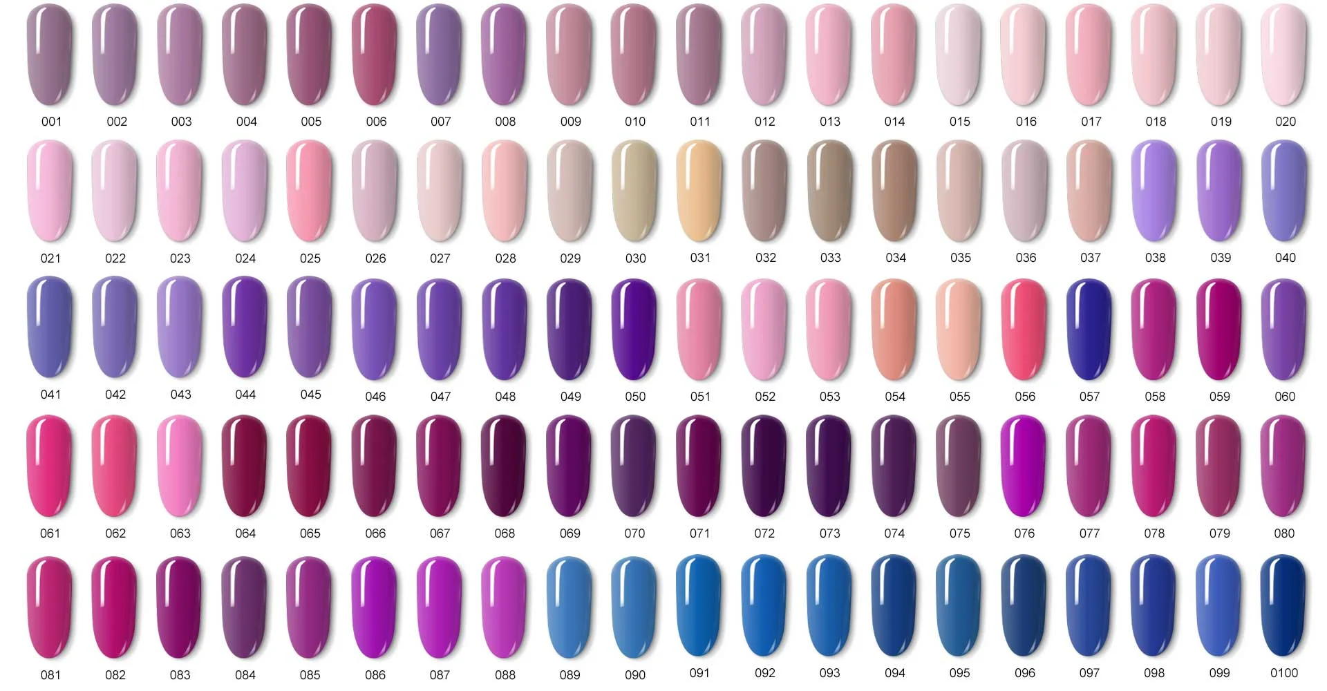 Professional gel polish color chart 201–300