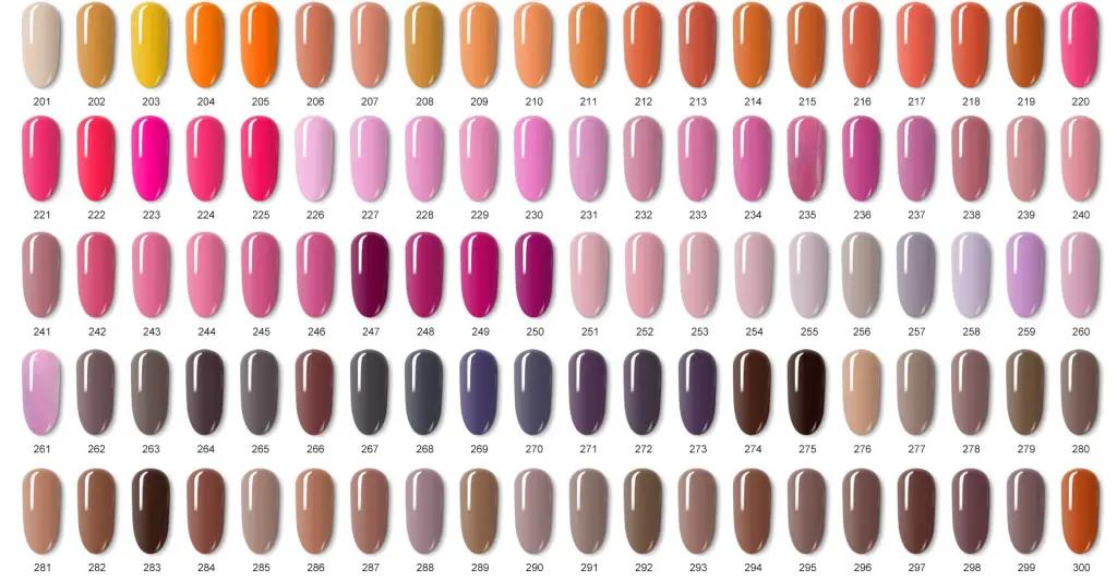 Professional gel polish color chart 301–400