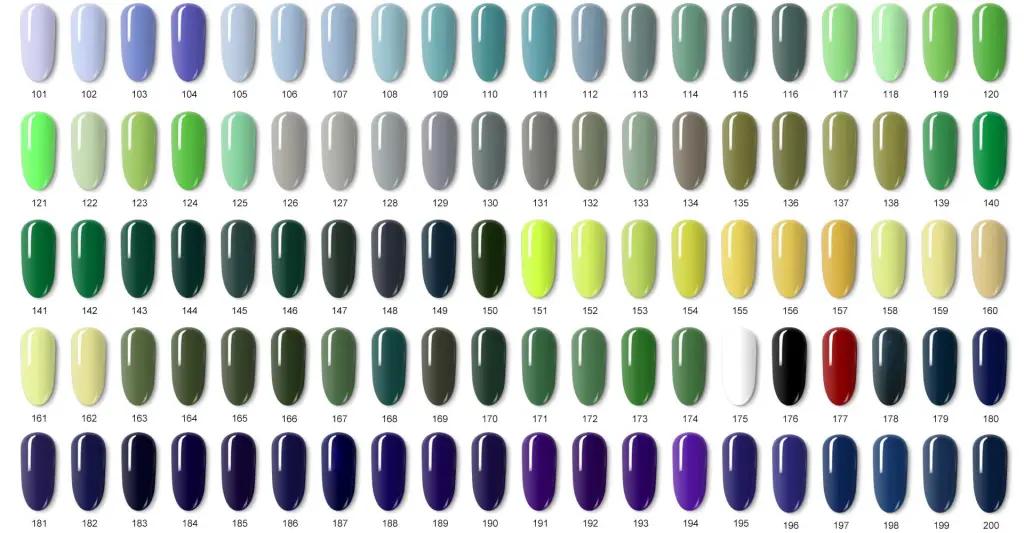 Professional gel polish color chart 501–600