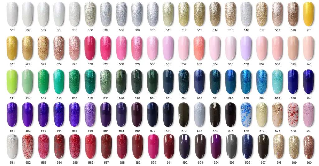 Professional gel polish color chart 701–800
