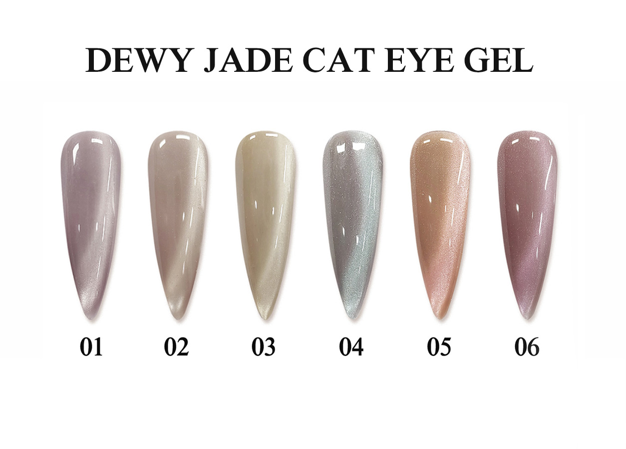 Professional cat eye gel color chart: HEMA-FREE TPO-FREE DEWY JADE CAT EYE GEL – 6 COLORS