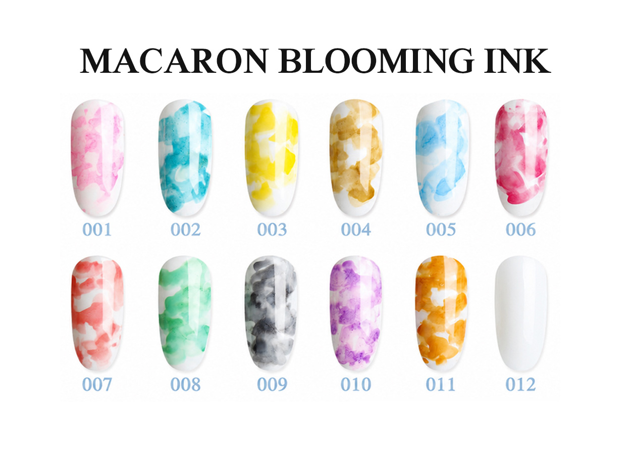 Macaron blooming ink B series function gel color chart with 12 vivid effects