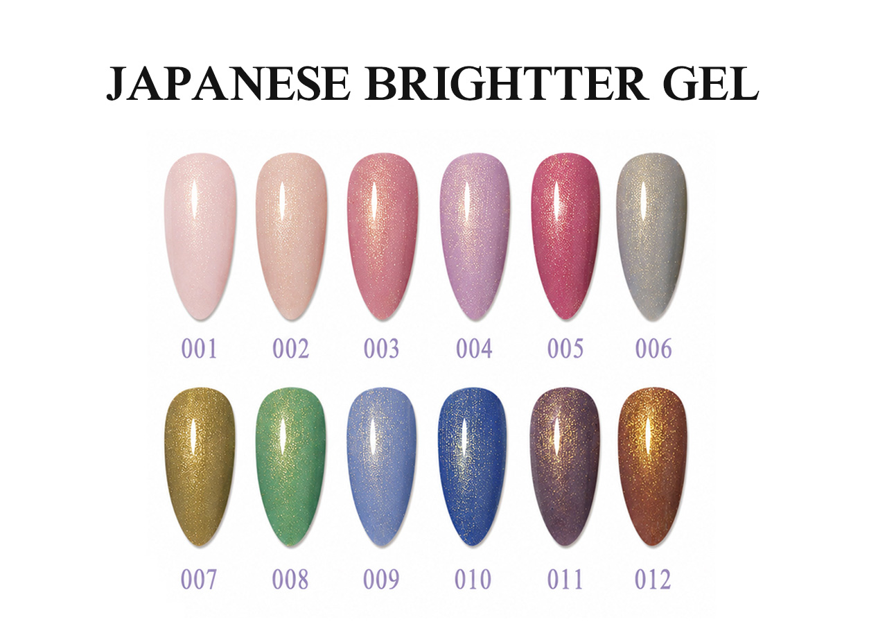 Professional glitter gel color chart: JAPANESE BRIGHT GEL