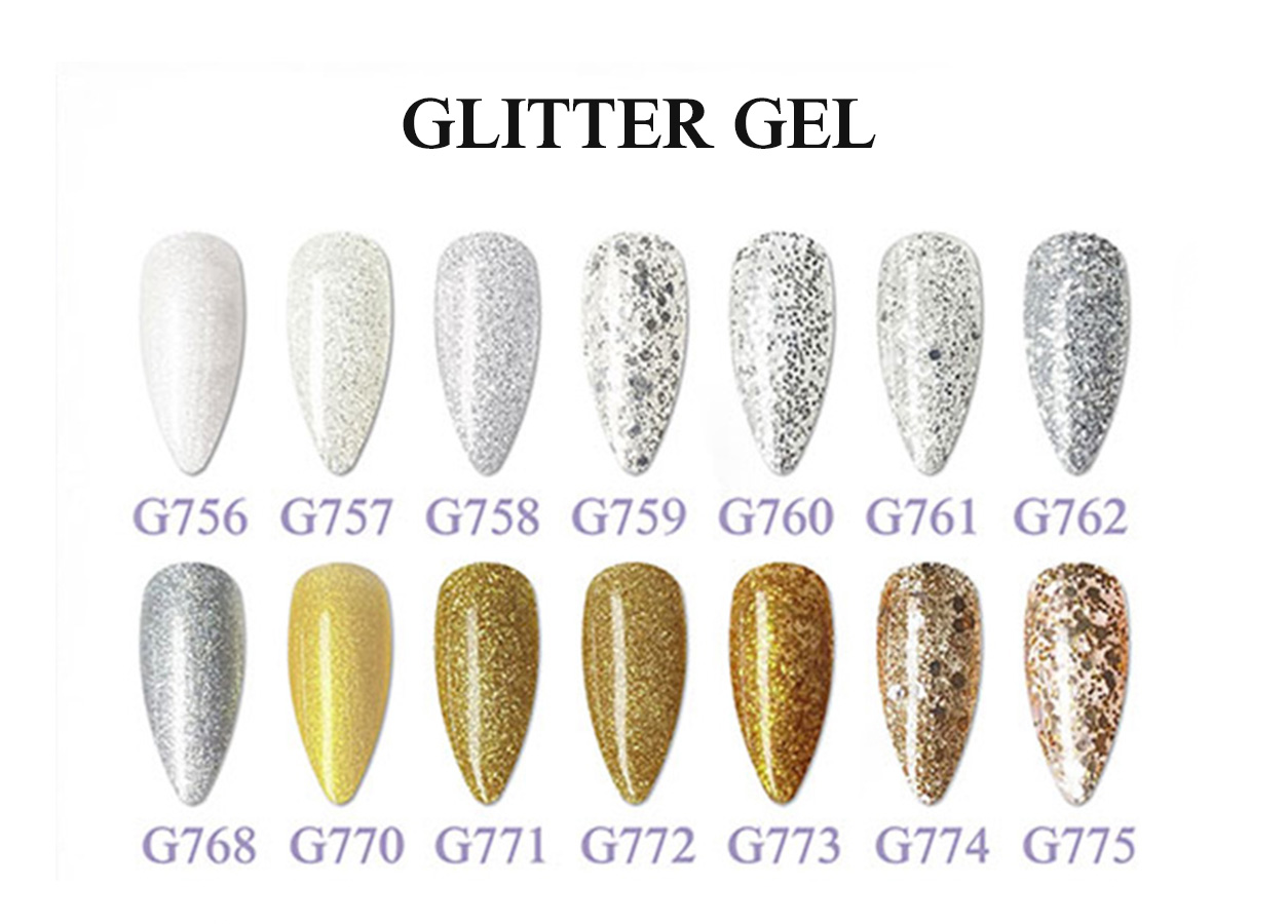 Professional glitter gel color chart: GLITTER GEL