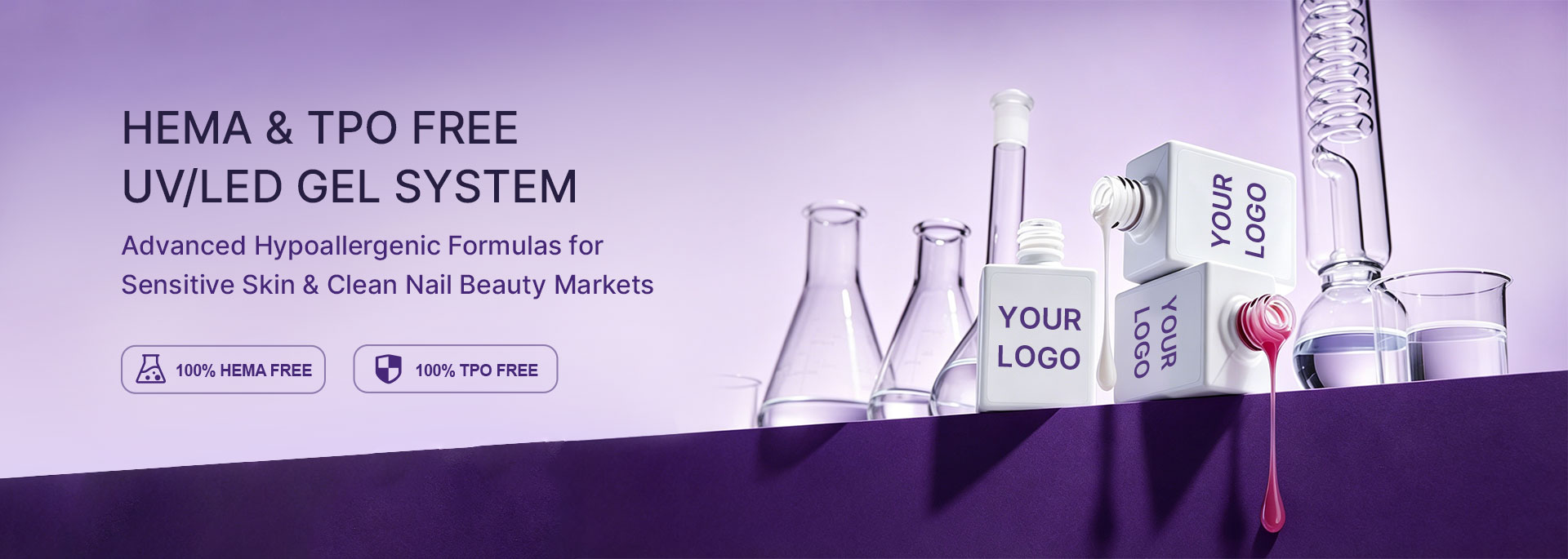 HEMA and TPO free UV LED gel system for private label nail brands
