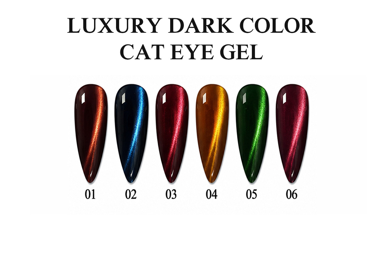 Professional cat eye gel color chart: LUXURY DARK CAT EYE GEL – 10 COLORS