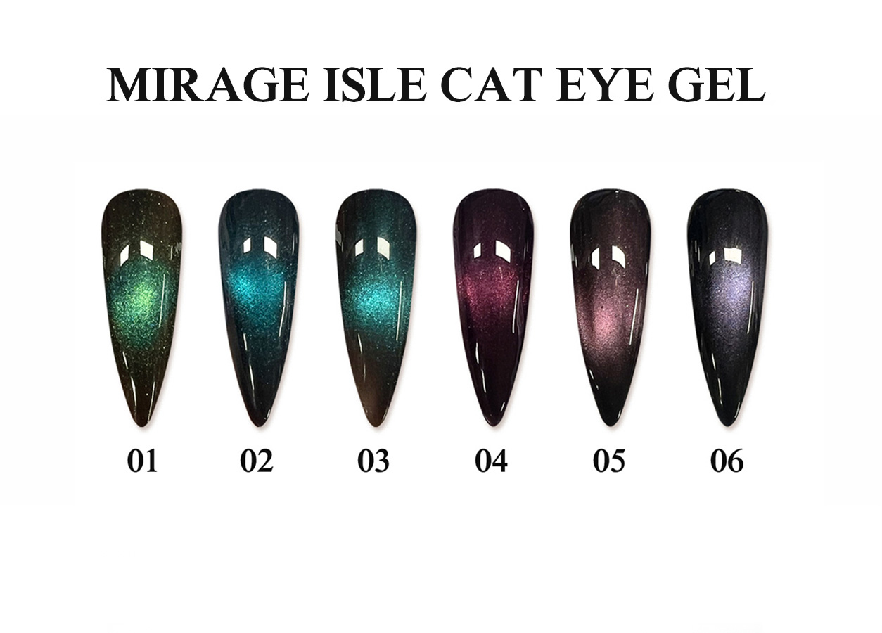 Professional cat eye gel color chart: HEMA-FREE TPO-FREE MIRAGE ISLE CAT EYE GEL – 12 COLORS