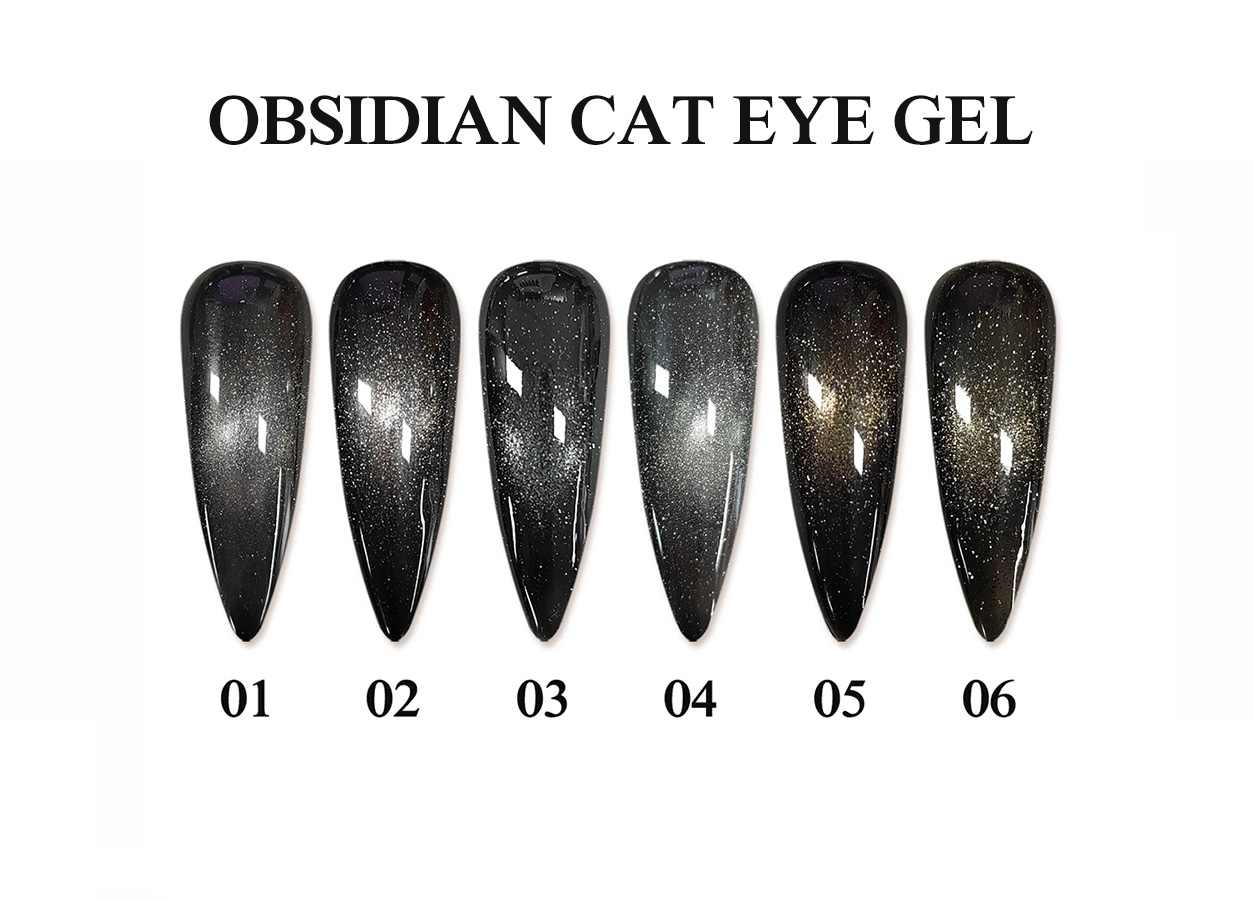 Professional cat eye gel color chart: HEMA-FREE TPO-FREE OBSIDIAN CAT EYE GEL – 6 COLORS