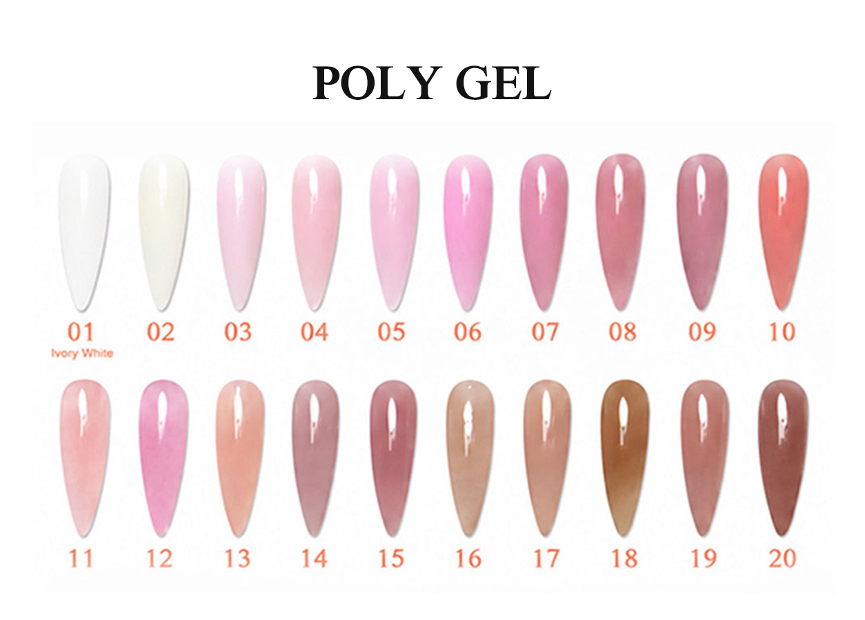 Professional poly gel color chart: POLY GEL 1–20