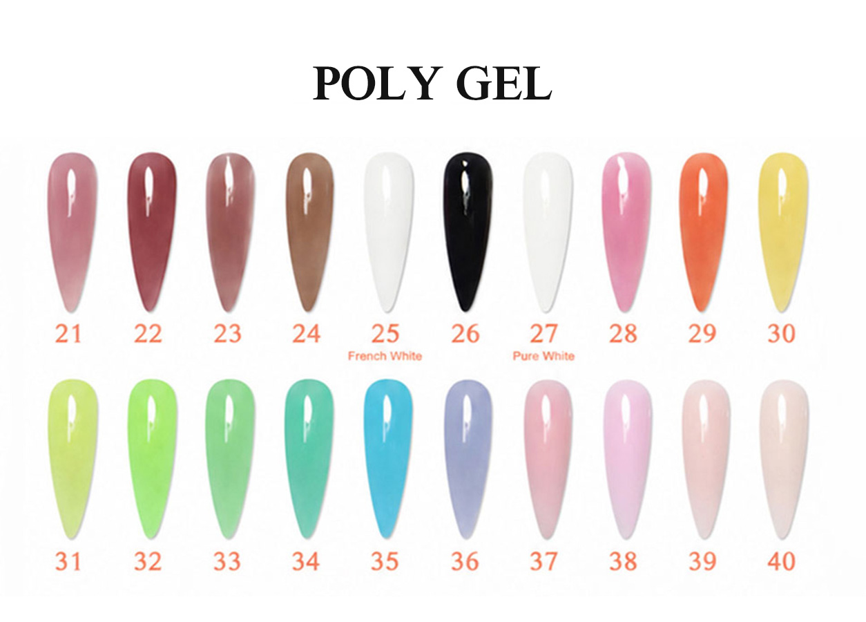Professional poly gel color chart: POLY GEL 21–50