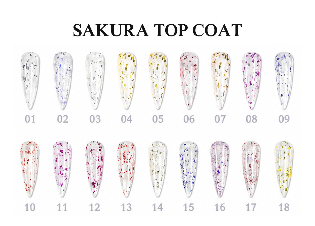 Professional base and top coat color chart: SAKURA TOP COAT – 26 COLORS