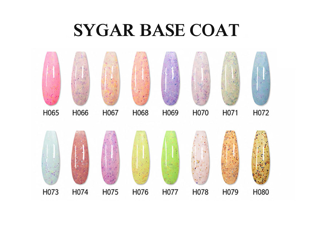 Professional rubber base gel color chart: SUGAR BASE COAT 1–16
