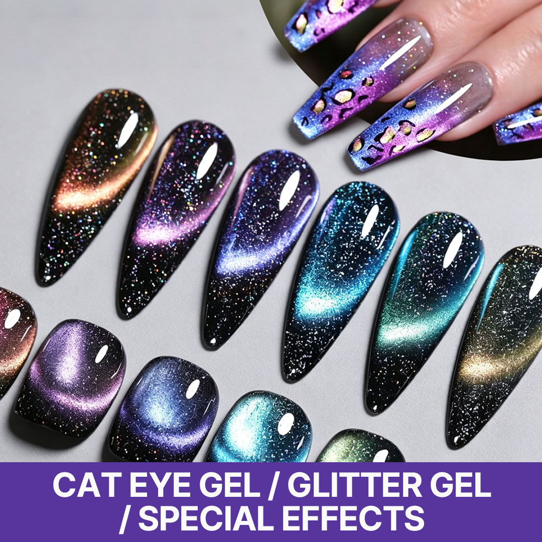 Cat eye, glitter and special effects gel
