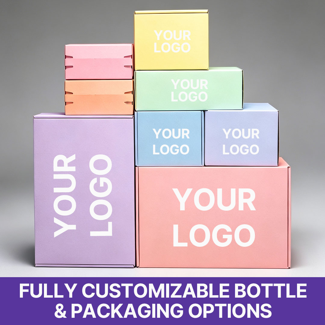 Custom bottle and packaging options