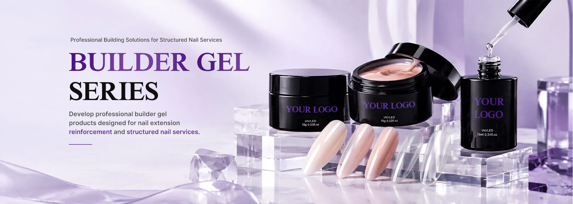 TENTEU Builder Gel Series in jar and bottle packaging