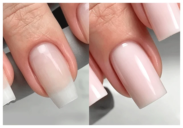 Builder gel nail finish samples