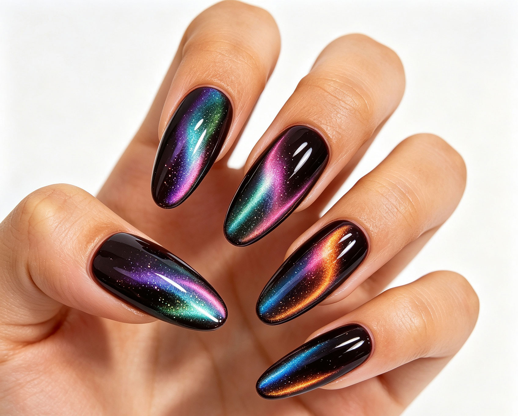 Aurora cat eye nail effect
