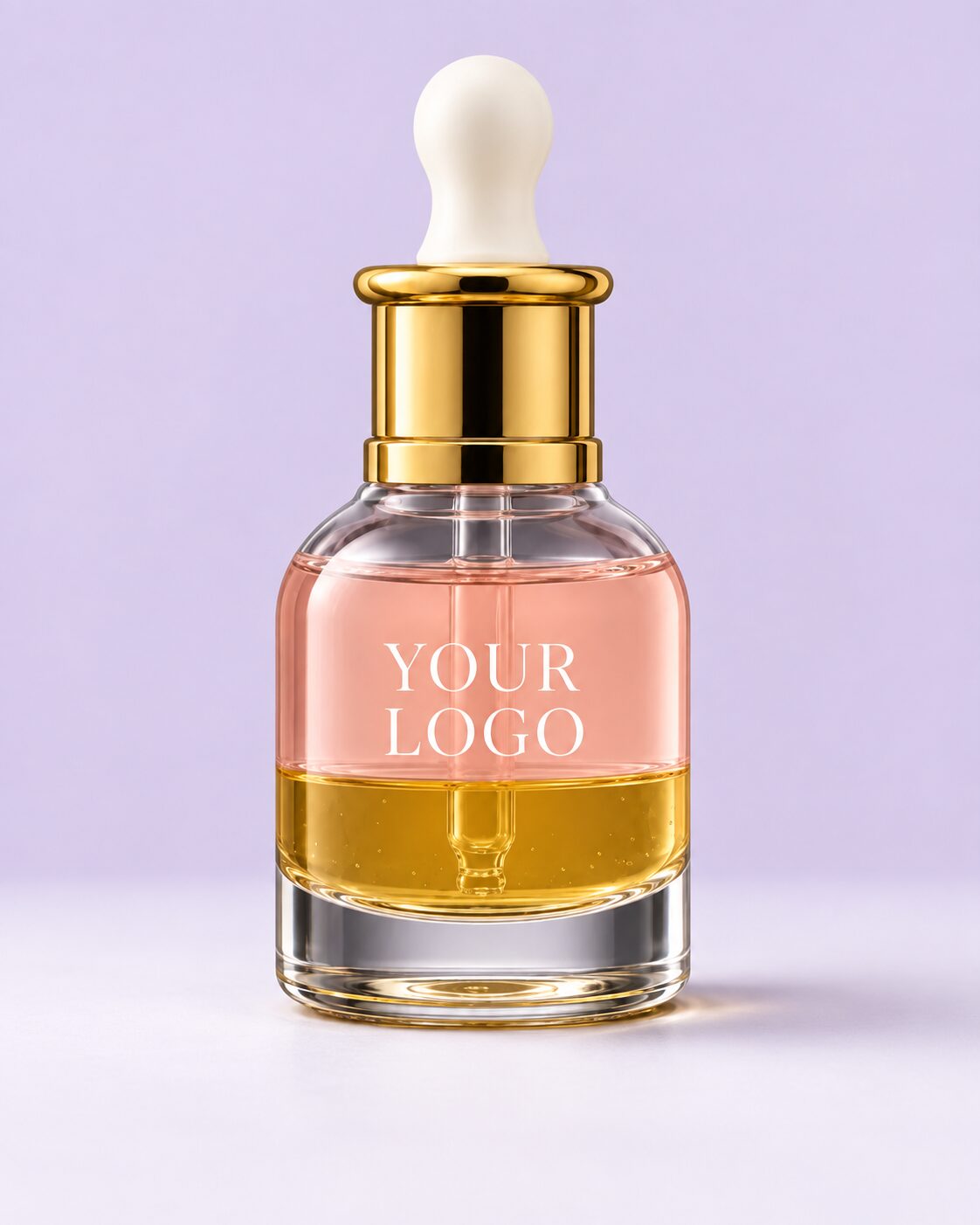 Two-color cuticle oil with pink and golden layers