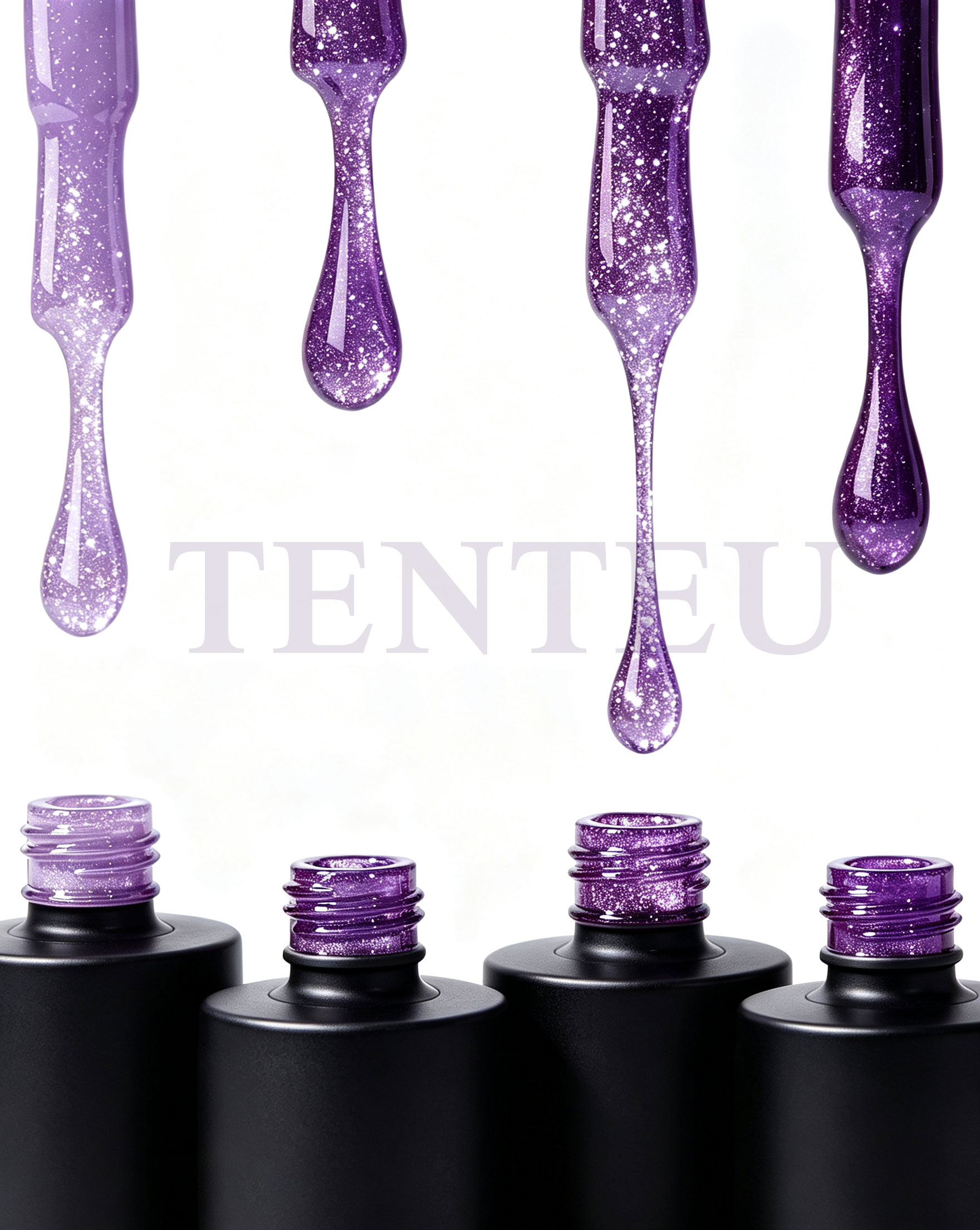 Glitter gel bottle and dripping textures