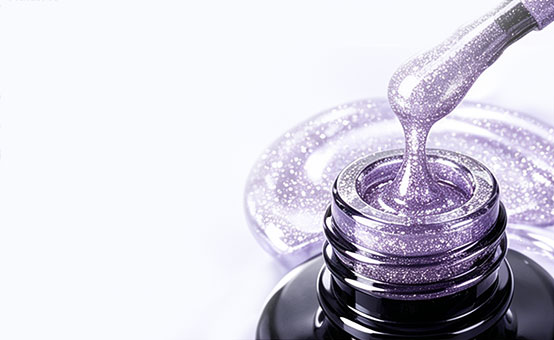 Glitter gel texture on bottle brush